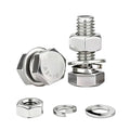 (8sets) 3/8-16x1 1/2" Hex Head Assorted Bolts, Nuts, Flat & Lock Washers, 304 Stainless Steel Hex Screws Nuts and Bolts Assortment Kit,Fully Threaded - size: 3/8-16x1-1/2"