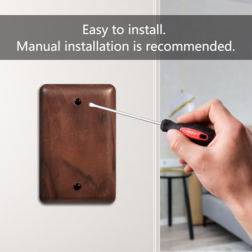 Gloss Finish Blank Wall Plate Solid Wood 1-Gang Cover Plate in Premium North American Walnut (Pack of 2) - color: Walnut wood, size: Blank Wall Plate (Pack of 2)