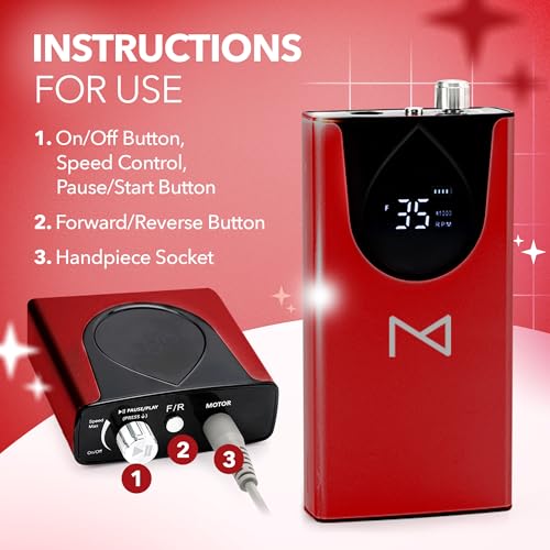 M Max Nail Drill, Brushless 2-in-1, 35000 RPM, Cordless | Red - size: Standard - Red