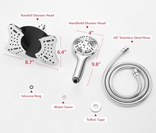 GRICH Shower Head with Handheld Spray - Dual High Pressure Showerhead - color: Chrome, size: 1.8 GPM
