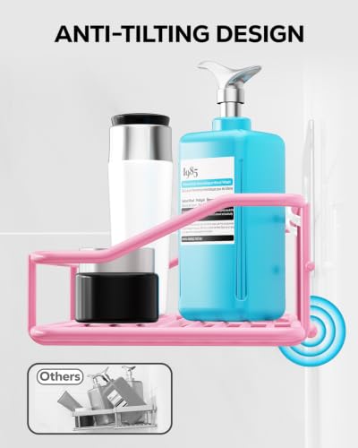 Nieifi Shower Caddy Adhesive, Shower Shelves, Shampoo Holder for Bathroom - color: Pink, size: 2 Pack