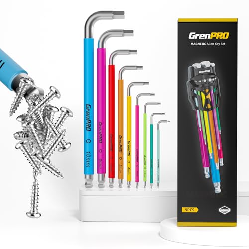 GRENPRO 9PCS Metric Allen Wrenches Sets With Color Coded Bike Hex Key Set - style: 9 Pieces Allen Wrenches Sets Metric