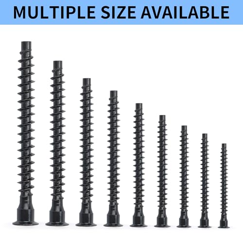 M5 x 40mm Confirmat Screws Black 50 PCs, Hex Socket Drive Countersunk Furniture Connecting Self-Tapping Screw Set Carbon Steel Zinc Plated - color: Black, size: M5x40mm