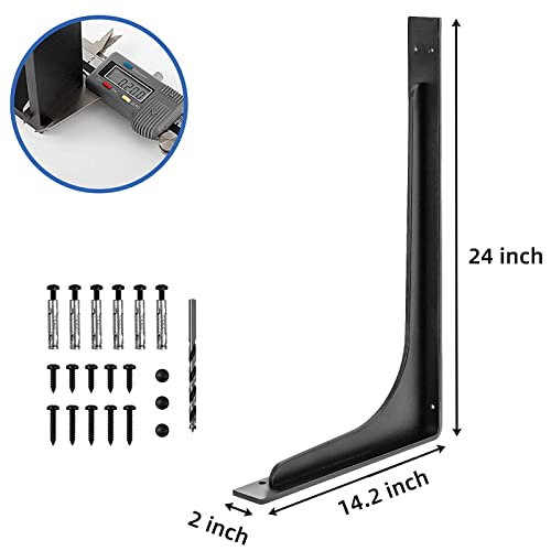 24 x14.2 INCH Shelf Brackets,L Shelf Brackets,Vertical Angle, Premium Alloy Metal Heavy Duty Shelf Bracket, high Strength Mounting Hardware Included, Corner Brace Joint,Pack of 2. - size: 24 inch x 14.2 inch