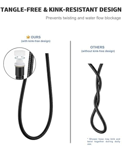 79 inches Kinkless Matte Black Flexible Stainless Steel Shower Hose - Replacement for Handheld Showerhead Hose (Matte Black) - style: 79'' Matte Black