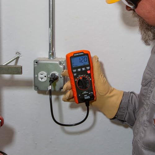 Klein Tools ET270 Auto-Ranging Digital Multi-Tester, AC/DC, Resistance, Continuity, GFCI Receptacle Tester with Test Leads and Receptacle Cord - size: GFCI Receptacle Tester
