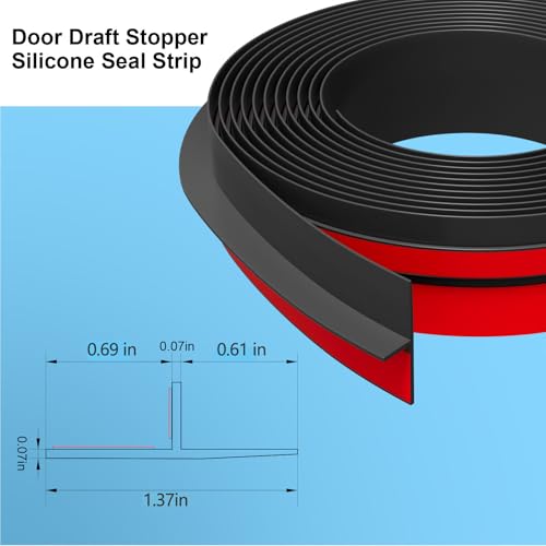 Elvone T-Shaped Weather Stripping Seal, Black Silicone, 1.37 in x 20 ft - color: Black, size: 20FTX1.37IN
