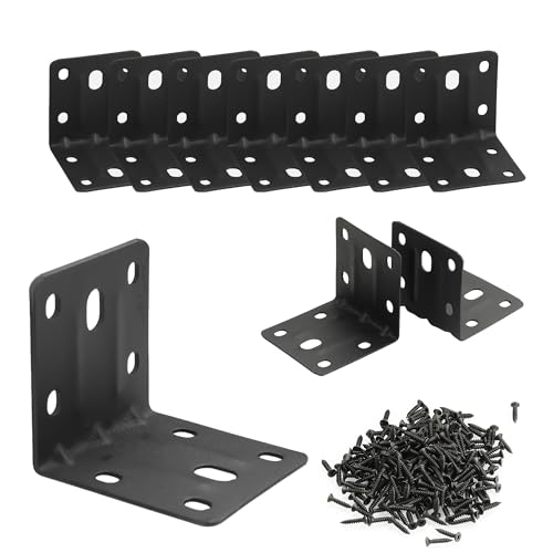 Alise 10 Pack Black 2x2in L Brackets Heavy Duty Metal for Wood Furniture - color: Matte Black, size: (10P) 2X2 inch