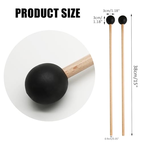 Biaungdo 2 Pack 15 Inch Glockenspiel Mallets, Rubber Xylophone Mallets Bell