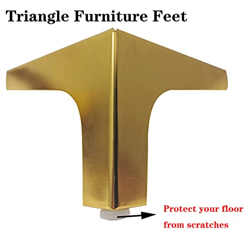 4 Inch Furniture Legs, Set of 4 Metal Furniture Legs Modern Triangle Feet Luxury Gold for Sofa Cabinet Cupboard Couch Chair Ottoman - color: Gold, size: 4 Inch