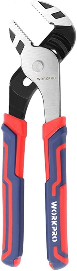 WORKPRO 10-Inch Groove Joint Pliers, 7-Position Adjustable Pump Pliers, 2" Jaw Capacity, CR-V Steel, Anti-Rust Electrophoretic Coating, Bi-Material Non-Slip Handle, Plumbing, Home Repair (Pack of 12) - size: (Pack of 12)