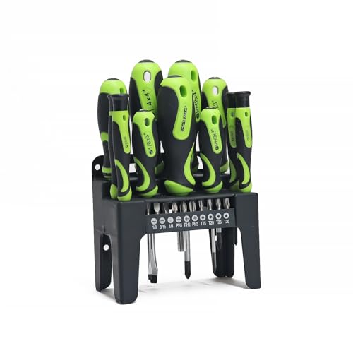 21PC Screwdriver and Bit Set, Plastic Storage Rack