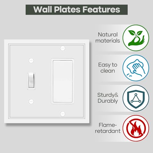 1 Toggle/1 Decorator Combo Light Switch Cover Plates - 2 Pack - size: 2 Gang Toggle/ Decorator