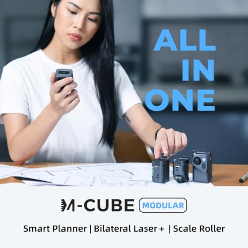 HOZO M-Cube Pro Laser Measuring Tool Combo:4 Modules Build to Adapt, M-Tripod & M-Protection Case, Rechargeable Modular Laser Distance Meter with Bilateral Laser, Digital Scale Roller | Bluetooth App - style: M-Cube Pro Combo