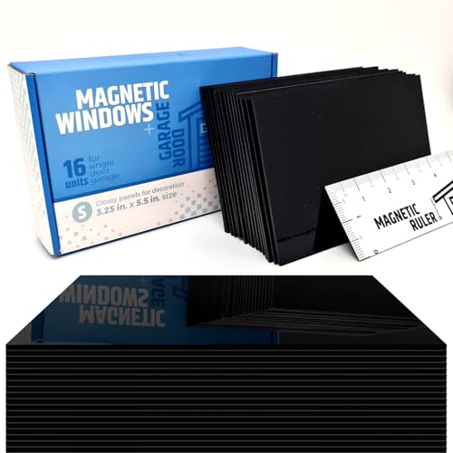 Strong & Glossy Magnetic Garage Door Windows (Size Small) - Looks Like Real Window Panels/Faux Panes - Easy to Align & Will Never Fall (Upgraded Magnets) | Fits 1 Car Garage | 16pcs 3.25"X5.5" - style: 16pcs Magnetic Windows - Small