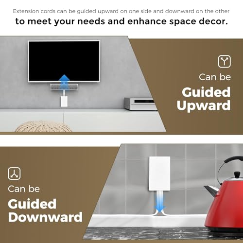 SakerPlus Flat Wall Outlet Extender, Split Extension Cord, 6AC Outlets - style: dual 8ft (AC ports)