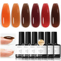 modelones Fall Jelly Rubber Base Gel Polish Set Brown Burgundy 6 Color Gift - color: Autumn Base Color