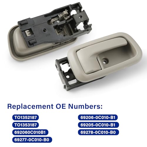Interior Door Handles w/Bezel for 2000-2006 Toyota Tundra (Standard/Regular/Extended Cabs ONLY), Rear Left Driver & Right Passenger Side, Gray - size: Rear Left & Right