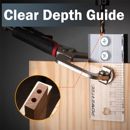 POWERTEC Dowel Jig Kit, Doweling Jig Kit 3/8", Dowel Jigs Woodworking, Laser Cut Witness Mark, with Depth Scale, Drill Guide Dowels, Cobalt M-35 Drill Bit & Split Ring Stop Collar 71716 - style: 3/8" Doweling Jig Kit w/ Bit & Collar