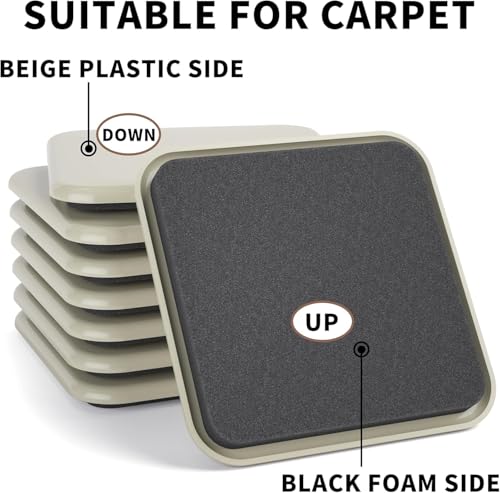 Furniture Sliders 20 pcs-2 1/2” Square Furniture Sliders for Carpet Furniture Pads Hardwoods Floors, Heavy Duty Furniture Movers Sliders Reusable Furniture Moving Pads Floor Protectors for Carpet - size: 20pcs 2.5"beige