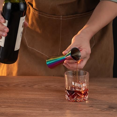 Briout Double Cocktail Jigger for Bartending, 2 OZ & 1OZ, Flat Edge Rainbow - color: Rainbow, size: Flat Edge-1oz/2oz-1PC