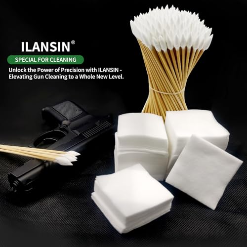 1700PCS gun cleaning supplies—1500PCS Gun Cleaning Patches +200PCS Gun Cleaning swabs,2"x2"Lint Free Gun Cleaning Rags,6"Long Cotton swabs for 9mm and All Caliber of Firearms.Gun Cleaning Kit - color: 1500Patches + 500Pointed Swabs