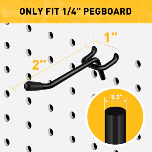 ELEAD 60-Piece 2 Inch Extra Thick Pegboard Hooks, Heavy Duty Peg Board Organizer Accessories, Peg Board Tool Hangers Fit for 1/4" Pegboard Hanging Tools Garage, Workshop, and Craft Storage - style: 60-Piece 2 Inch extra thick