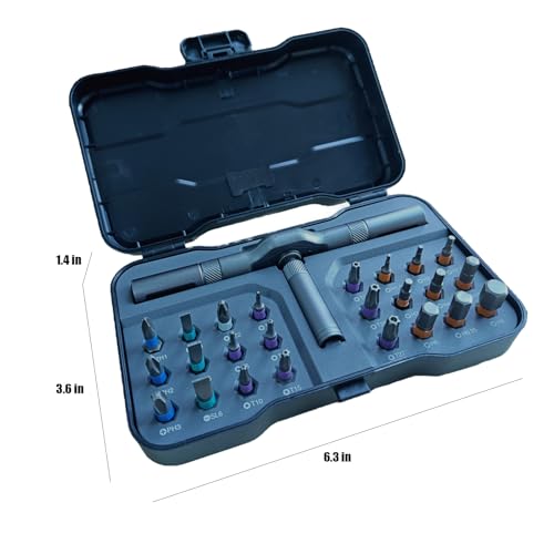 24 in 1 Magnetic Ratchet Screwdriver Set - T Handle Precision Driver Kit with Case | Compact & Portable | for Electronics Repair, Phone, Laptop, Watch, Glasses | DIY Tool Set