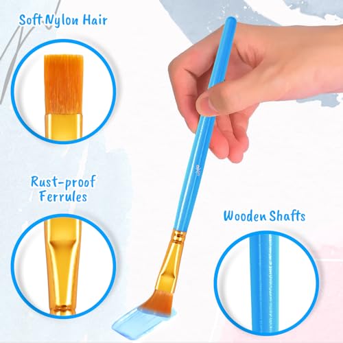 Paint Brushes Bulk, 20 Pcs Nylon Hair Paint Brushes for Acrylic Painting, Craft Paint Brushes Set for Kids Watercolor Face Canvas Detail Painting (Blue) - color: Blue