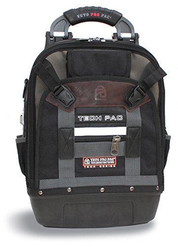 Veto Pro Pac Tech Pac Tool Backpack – Heavy-Duty Weatherproof Tool Bag with 46 Pockets, Waterproof Molded Base & Ergonomic Padded Straps & EVA Back Padding for Technicians and Contractors - color: Original