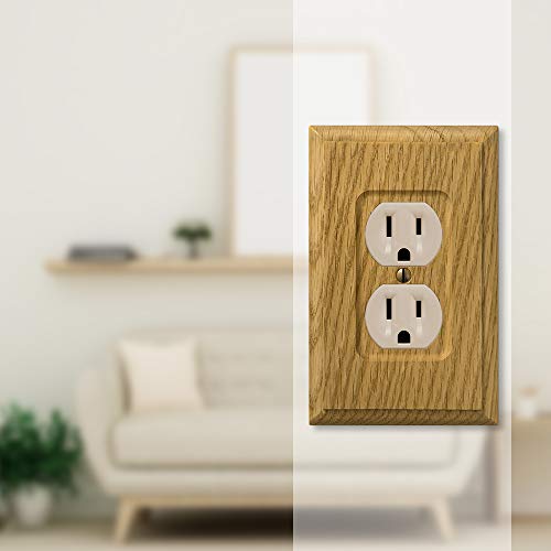 Amerelle 4025D Carson Wallplate, 1 Duplex, Wood, Light Oak, 1-Pack - size: 1 Duplex