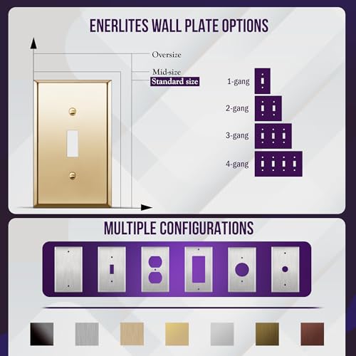 ENERLITES Double Toggle Switch Metal Wall Plate, 2-Gang, Polished Brass - color: Polished Brass, size: Standard Size