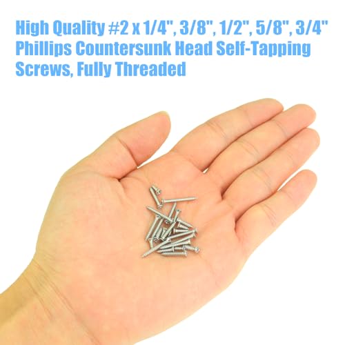 DYWISHKEY 246 Pieces Wood Screws Set - #2 x 1/4" 3/8" 1/2" 5/8" 3/4" Assorted Sizes - Screw Assortment Kit - size: #2