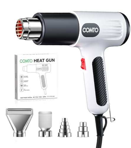 Heat Gun, 1600W Hot Air Gun with 2 Heat Settings, White - color: White