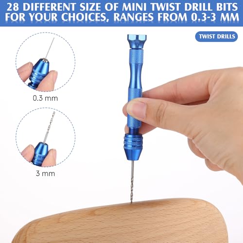 Mudder 57 Pcs Micro Drill Bits & Pin Vise Set 0.1-3mm, Blue - color: Blue