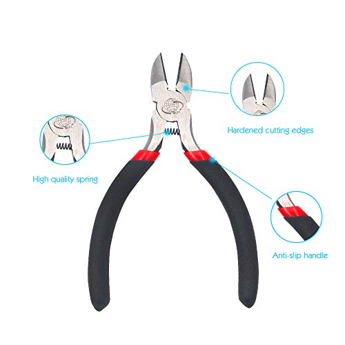 Wire Cutters Diagonal Cutting Pliers Mini Precision Side Cutter for Electronics Wire Cable Cutting, 3 Pack