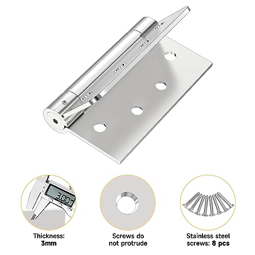 Self-Closing Door Hinges 4Inch 304 Stainless Steel Hinges Spring Hinge Heavy Duty Hinges with Square Rounded 5/8" Radius Corner Adjustable Tension 2 Pack - style: C hole - Square&Round