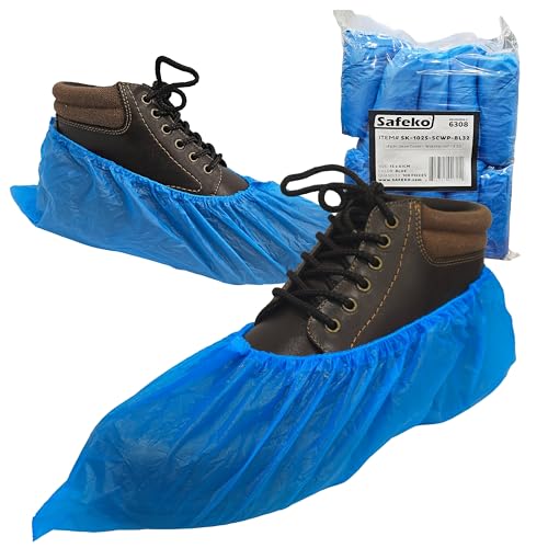 Waterproof Shoe Covers – Non-Slip, Disposable CPE Boot Covers, Blue, Case of 1000 - style: Blue Case of 1000