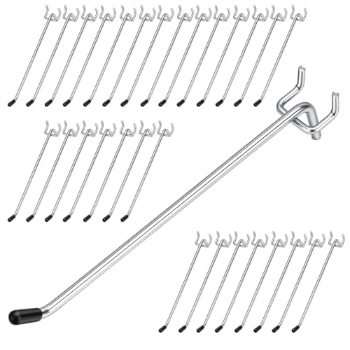JEAWIWI 30 Pcs Metal Pegboard Hooks, 8 Inch Fit 1/5 in Peg Board - size: 8in 30pcs