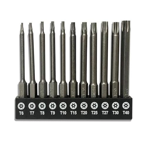 aiyun 11Piece Star Screwdriver Bit Set Shark Vacuum Security (75mm Length) - size: 75mm Length (T6-T40)