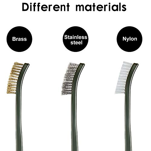 Patelai 9 Pcs Mini Wire Brush Set,Small Metal Cleaning Brushes