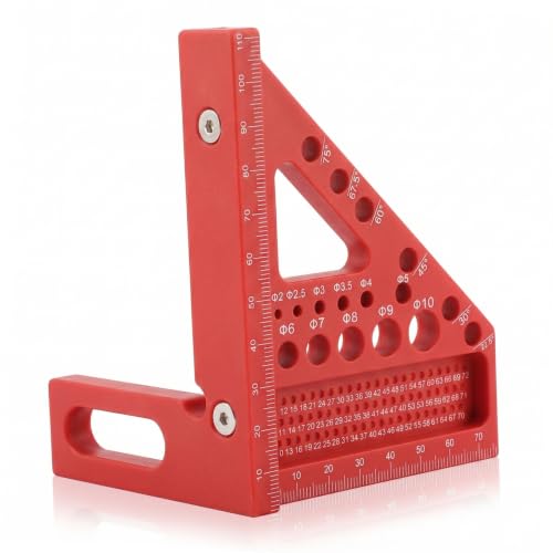 3D Multi-Angle Carpenter Square, 45/90 Plastic Layout Ruler, Red - color: Red