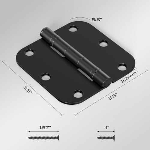 18 Pack Matte Black Door Hinges 3.5 Inch 5/8" Radius No-Squeak - color: Matte Black Ball Bearing, size: 18 Pack