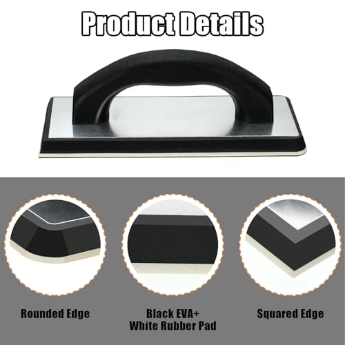 Blulu 11 Pcs Grout Float Set, Rubber Float, 6 Sponges, Angled Saw, Black - color: Black