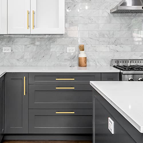 Ravinte Gold Cabinet Handles 6-3/8 Inch 10 Pack, Square Cabinet Pulls - size: 6-3/8 Inch Hole Centers