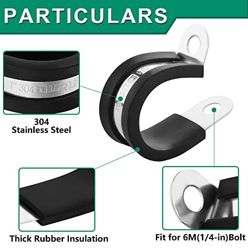 OURU 1/8 Inch Cable Clamps, Rubber Coated Insulated Clamps, 30pcs, 3mm - size: 30pcs - 1/8"