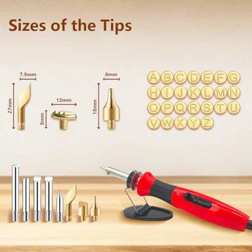 Wood Burning Pen Kit Leather Burner Tool | 26 Letter | 8 Stencil