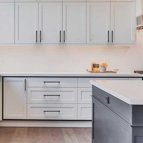 Amerdeco 10 Pack Matte Black Cabinet Pulls 3.75 Inch(96mm) Hole Center Drawer Pulls Cabinet Hardware Kitchen Cabinet Handles for Bathroom ZH0075 - color: Matte Black, size: 3.75"/96MM Hole Center