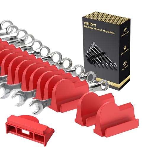 DEHOYI 48 pcs Magnetic Modular Wrench Organizers for Tool Drawers - Wrench Rack with Metric&SAE Labels, Perfect Tool Storage Holder with Magnet. Gift for mechanics (Red) - style: Magnetic (48 pcs Red)