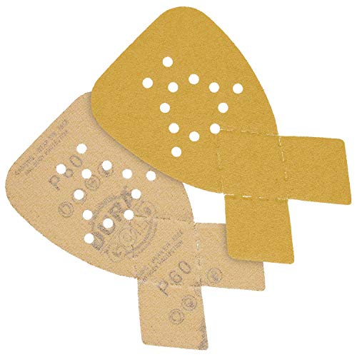 Dura-Gold Premium Mouse Detail Sander Sandpaper, 36 Assorted Grit Sanding Sheets 60, 80, 120, 220, 320, 400-12 Hole Pattern Hook & Loop Triangle Mouse Discs - Fits Black and Decker Woodworking Auto - size: Variety Pack